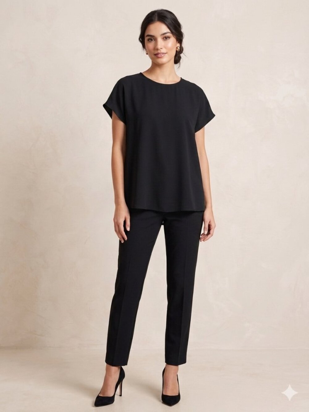 Banana Republic Black Polyester Cap Sleeve Tunic